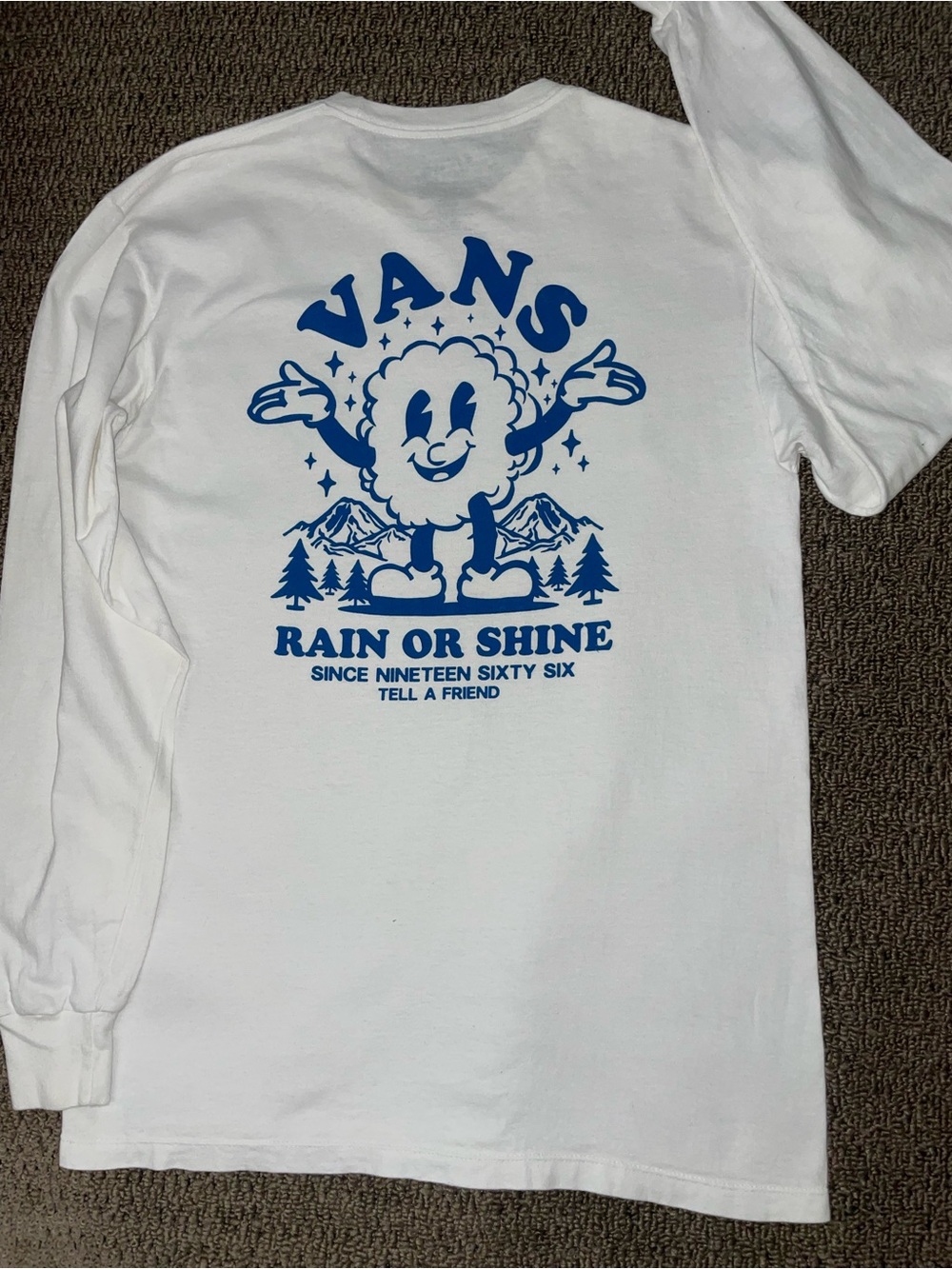Vans 100% Cotton ”Rain or Shine” Long Sleeve Graphic Tee White Men’s Medium - Picture 7 of 10